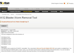 Symantec - W32.Blaster.Worm Removal Tool